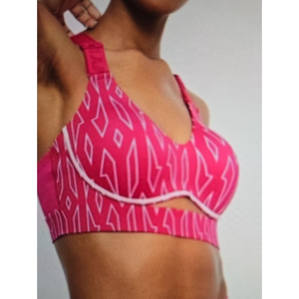 Ivy Park Adidas Monogram High-Impact Pink Patterned Sports Bra 2X